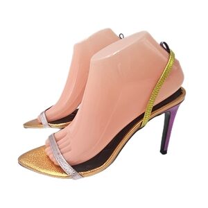 Kurt Geiger London Shoreditch Rainbow Metallic Leather Stiletto Heels Size 38